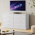 thumbnail image 3 of Wood Chest of Drawers,Double Dresser Storage Organizer with 6 Drawers for Bedroom Living Room,Solid Bottom, White, 3 of 8
