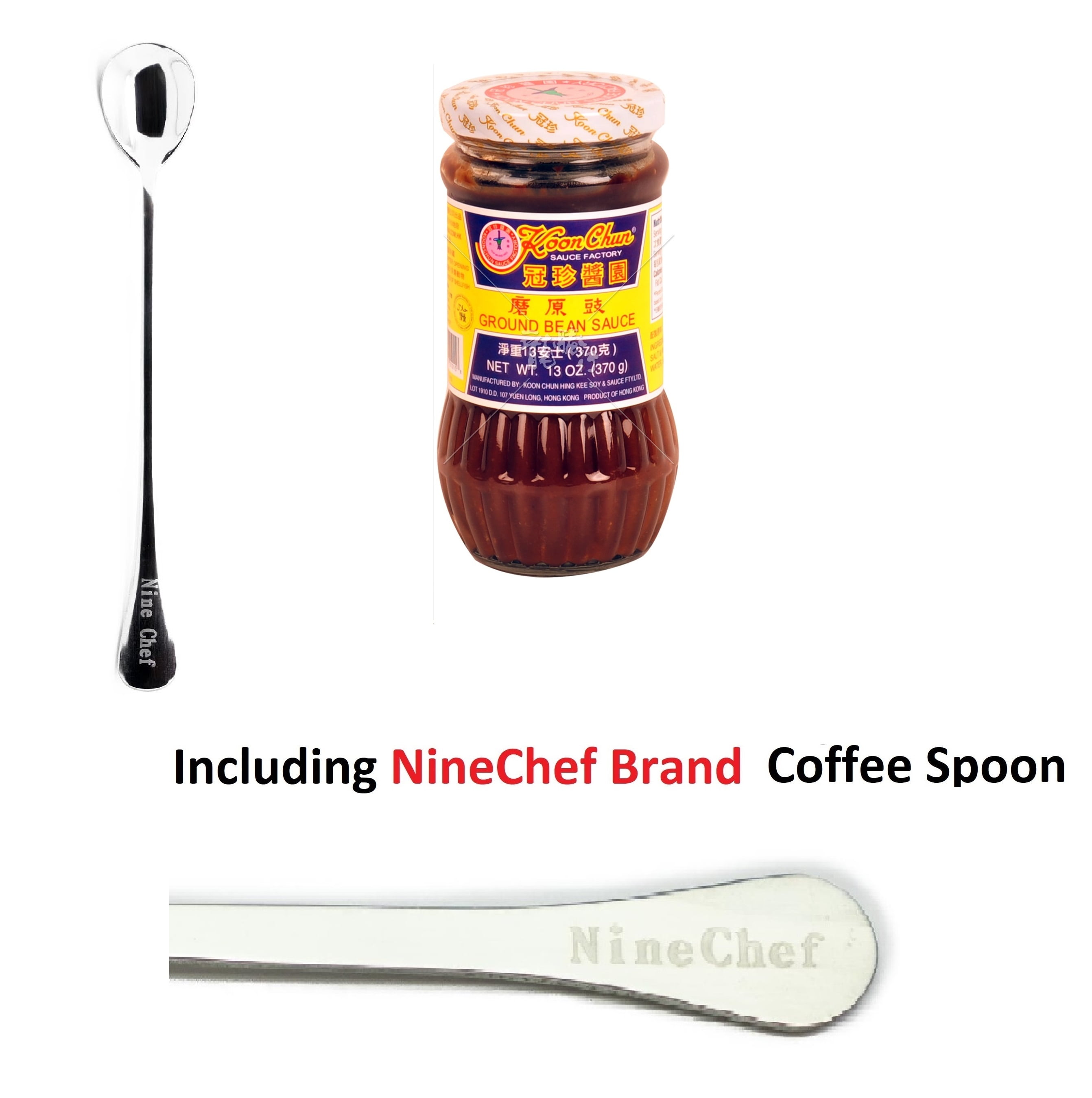 NineChef Bundle - Koon Chun Ground Bean Sauce 13-Ounce Jars (Pack of 2) + 1 NineChef Brand Spoon