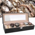 thumbnail image 4 of Reloj Caja De Reloj De 6 Ranuras Cuero De PU Reloj De Pulsera Rectangular Vitrina Organizador Regalo Negro, 4 of 7