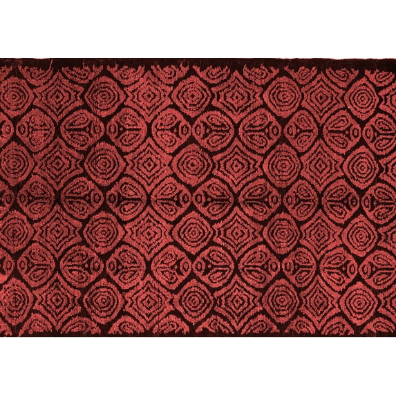 Ahgly Company Indoor Rectangle Abstract Red Modern Area Rugs, 3' x 5'