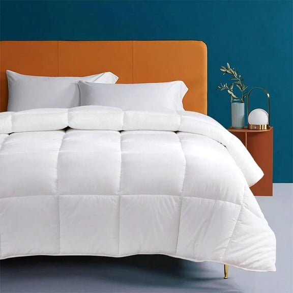 Lightweight Duvet Insert Queen Size Down Alternative Comforter With UltraSoft Cotton Cover Cooling Bed Comforter For Warm Hot Sleepers 90x90 White