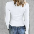 thumbnail image 7 of larppty Womens Long Sleeve Stretch Crewneck Ribbed T-Shirt Fitted Casual Basic Tops (White, M), 7 of 7