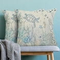 thumbnail image 2 of Nautical Coastal Pillow Covers 18x18 Set of 2 Turtle Coral Starfish Seashell Ocean Themed Decorative Cushion Cover Beach Throw Pillow Covers Linen for Home Sofa Couch Outdoor Decor, 2 of 6