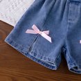 thumbnail image 6 of Hiijoy Little Girls Short Sleeve Bow Print T Shirt and Denim Shorts Outfits, Sizes 6-7Y, 6 of 6