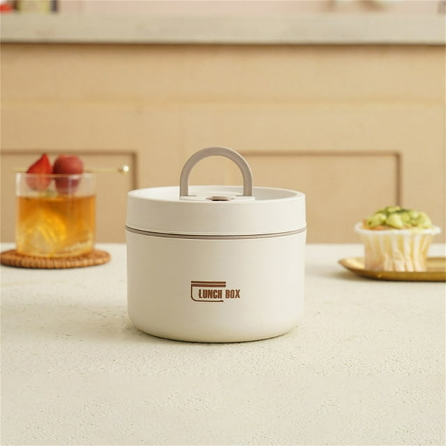 Casserole Thermique, Contenant à Lunch Empilable en Acier Inoxydable, Contenant Alimentaire Isolé à Double Couche, Contenant à Lunch Thermique Rond Portable pour le Travail et les Repas en Plein Air, 1 Pce, 4.54x2.56 Pouces