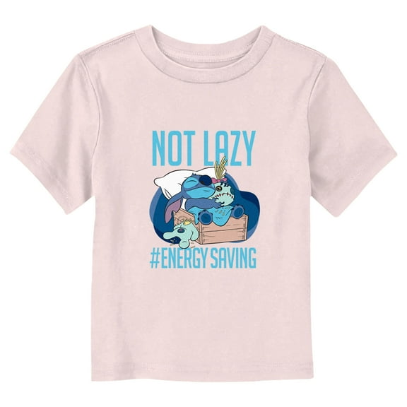 Toddler's Lilo & Stitch Not Lazy  Graphic Tee Light Pink 5T