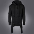 thumbnail image 6 of Fesfesfes Hoodie Tops for Men Men Casual Solid Dark Style Long Sleeve Zipper Hooded Pullover Sweatshirt Sale Clearance, 6 of 9