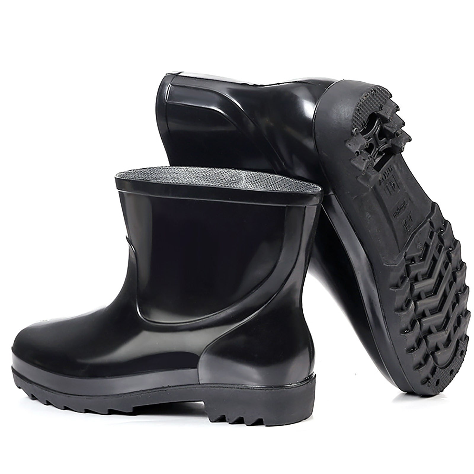 Mepaouo Mens Rain Boots Waterproof Slip on Ankle Booties Hardwearing Anti Skidding Patchwork Walking Shoes