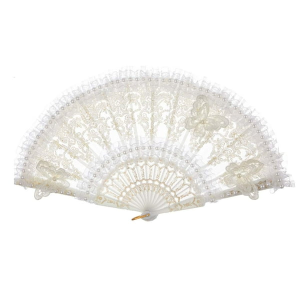 Abanico de mano plegable de encaje, accesorios creativos para baile nupcial, abanico de mano vintage para Mariposa