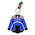 thumbnail image 3 of Zaldita Kids Girls Circus Ringmaster Costume Long Sleeve Leotard with Hat Showman Halloween Royal Blue A 6, 3 of 7