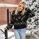 thumbnail image 2 of Suéter de mujer de Navidad 2020, suéter holgado de punto negro cálido para otoño e invierno, ropa de moda para mujer, 2 of 5