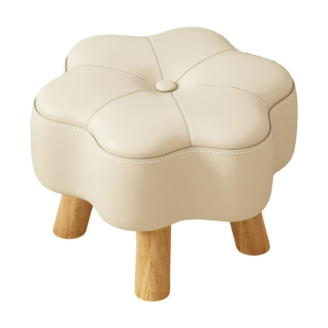 veasfak Small Foot Stool Modern with Wood Legs Rest Footstool for Couch Office Dorm beige
