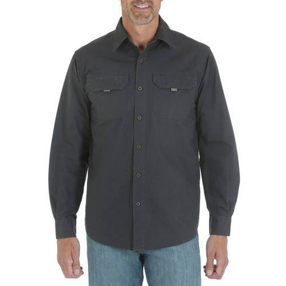 Wrangler - Wrangler Men's Long Sleeve Canvas Shirt - Walmart.com ...