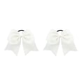 thumbnail image 3 of Qarigey Banda para el cabello grande Bowknot Elástico Adornos de goma Ajustable Snag Free Ponytail Holder Bobbles Seamless Scrunchies White Blanco 2piezas, 3 of 6