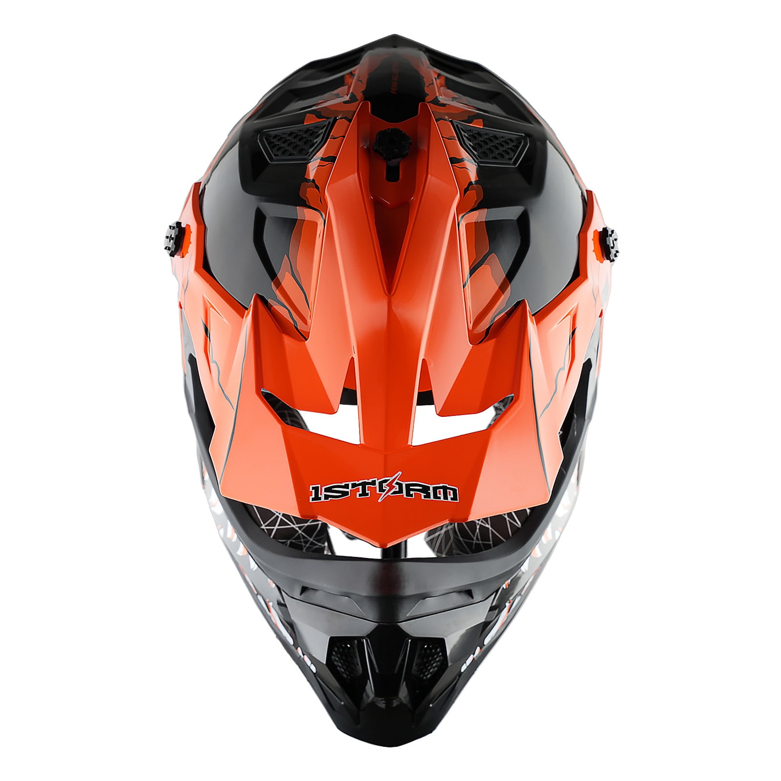 1Storm Adult Motocross Helmet ATV Dirt Bike BMX MX Downhill Mountain Helmet Track Style JH601; Dinosaur Orange