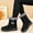 Black, variant on JUSLIO Womens Boots Flat Boots Womens Snow Boots Ankle Boots Round Toe Comfort Mid Calf Boots Boots for Women