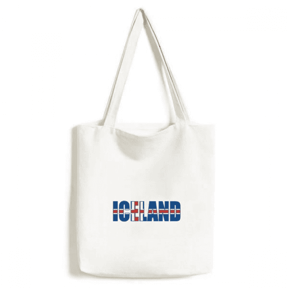 Iceland Country Flag Name Tote Canvas Bag Shopping Satchel Casual Handbag