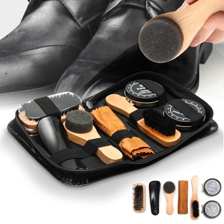 7 In 1 Shoe Shine Care Kit Neutral Polish Brush + Sponge+ Polishing Cloth Set for Boots Shoes Care +Leather (Best Leather Boot Care)