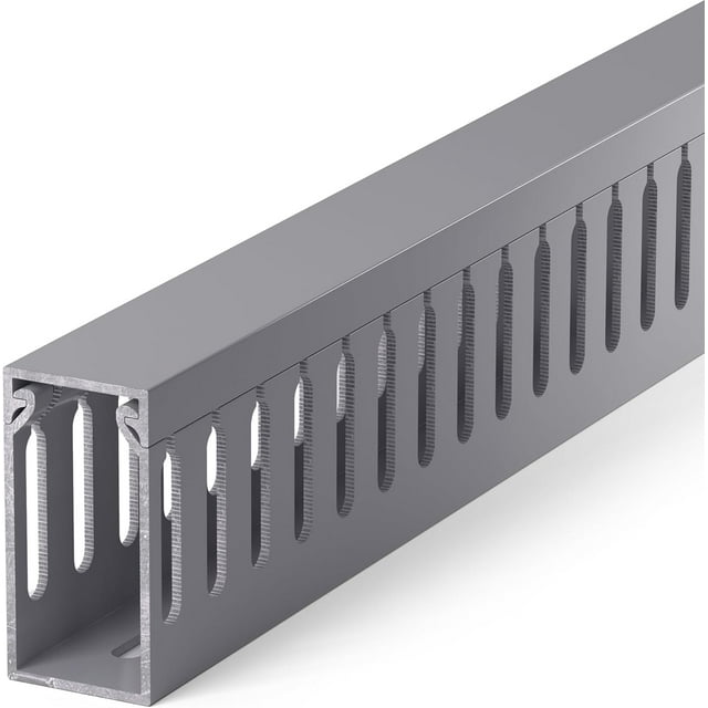 shiyou-94.5in(6X L15.7in) Professional Server Rack Cable Management Raceway, H2in x W1in Cable Raceway Kit, Electrically Safe PVC Open Slot Wire Raceway for Under Desk/Computer/Network Cords, Grey