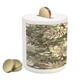 thumbnail image 2 of Camo Piggy Bank, Aloha Hawaiian Tropical Jungle Forest Hibiscus Flowers Leaves Nature, Ceramic Coin Bank Money Box for Cash Saving, 3.6" X 3.2", Dark Brown Pale Pink, by Ambesonne, 2 of 4