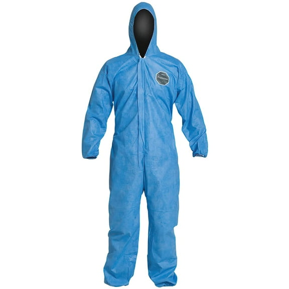DuPont ProShield 10 PB127S Disposable Protective Coverall with Standard Fit Hood, Elastic Cuff and Ankles, Blue, Medium (Pack of 25) CA2