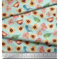 thumbnail image 2 of Soimoi Rayon Fabric Bird & Anemone Floral Printed Fabric 1 Yard 56 Inch Wide, 2 of 3