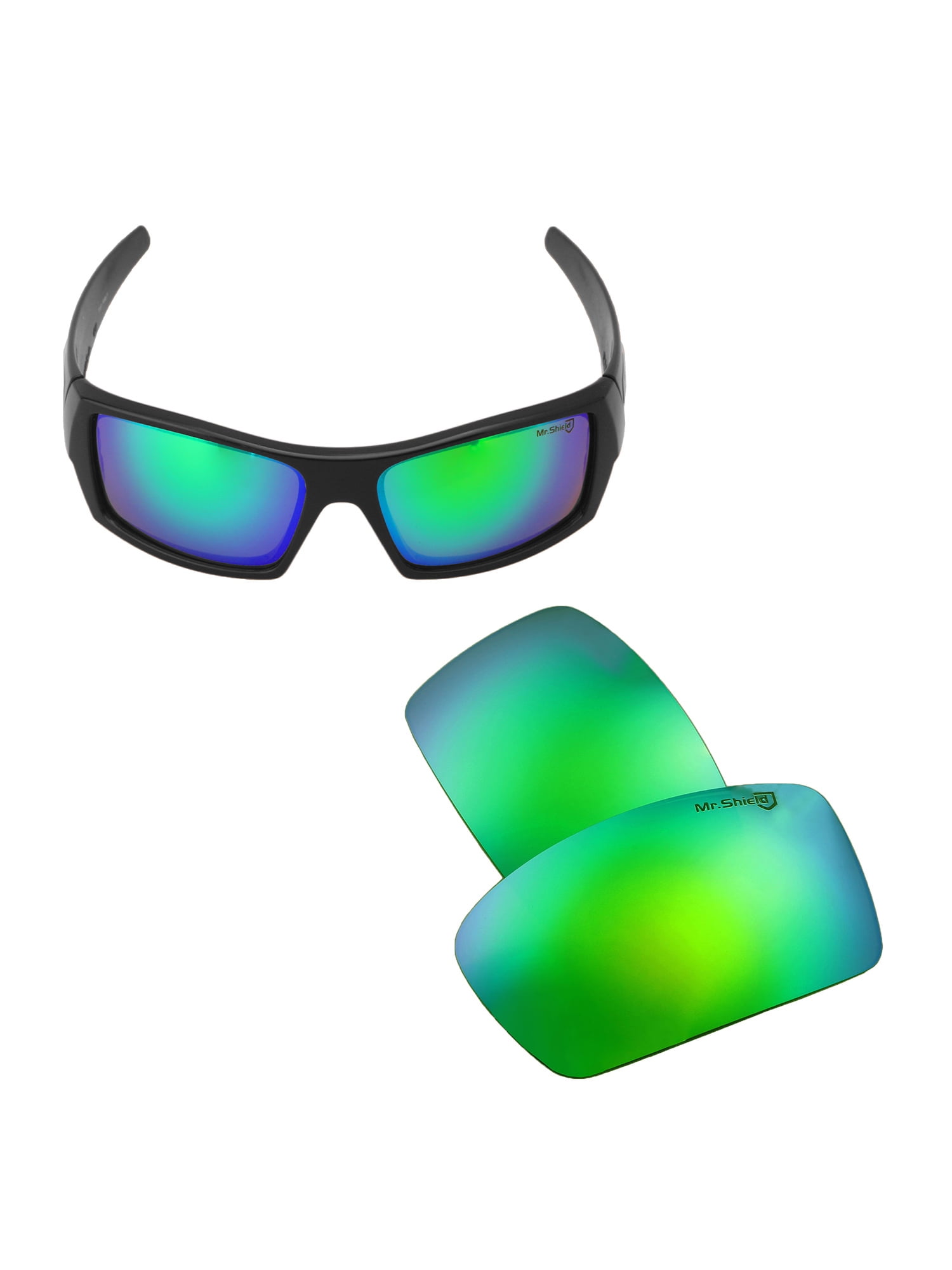 Walleva Emerald Mr. Shield Polarized Replacement Lenses for Oakley Gascan  Sunglasses 