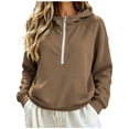 thumbnail image 4 of Vivianyo HD Women's Half Zip Hooded Sweatshirt, Roomy Long Sleeve Pullover with Pockets, Fall Warm Fleece Hoodie for Weekend Walks and Home Lounging, Sizes S-2XL, 4 of 6