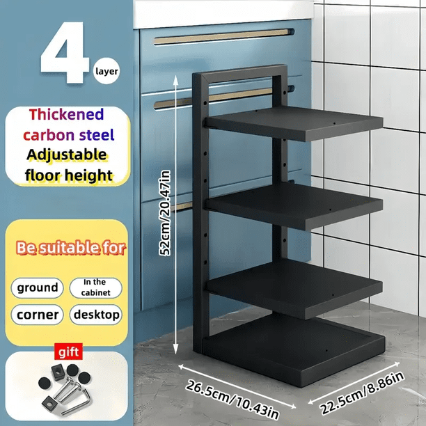 Organizador de estante de ollas ajustable, estante de almacenamiento de ollas de acero inoxidable para cocina, organizador de ollas y sartenes para el hogar multicapa para Cocina