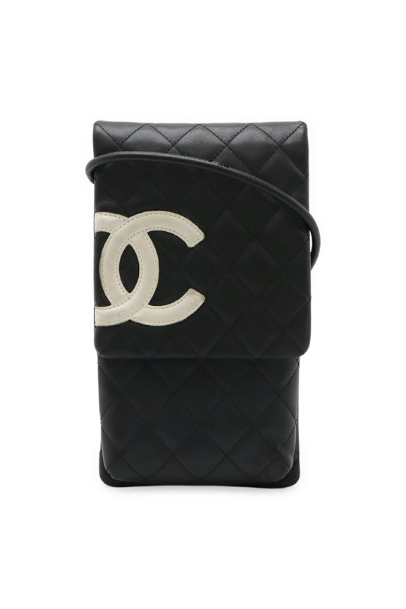 Pre-Owned CHANEL Cambon Line Coco Mark Shoulder Bag/Pouch/Pochette in Black and White... (Good)