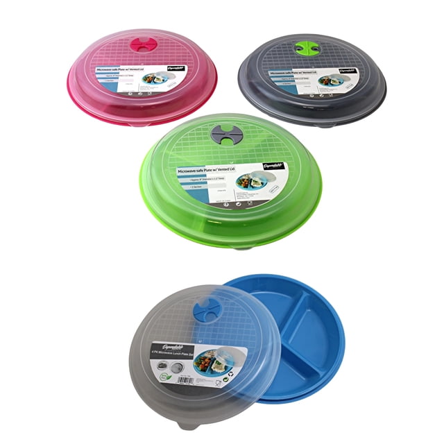 Platos para meal prep Dependable, paquete de 4, 22 cm, libres de BPA, de 3 compartimentos
