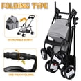 thumbnail image 4 of ZENY 3-in-1 Detachable Pet Stroller, Foldable Dog & Cat Stroller with Car Seat Carrier, Cup Holder & Storage Basket, Gray, 4 of 11