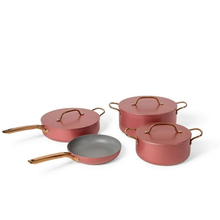7-Piece Pots and Pans Set, Modern Kitchen Cookware Set (Rose)