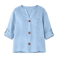 thumbnail image 6 of Admvng Womens Top Split V Neck 3/4 Sleeve Pocket BlouseSolid Color Lightweight Casual Summer Shirt, 6 of 6