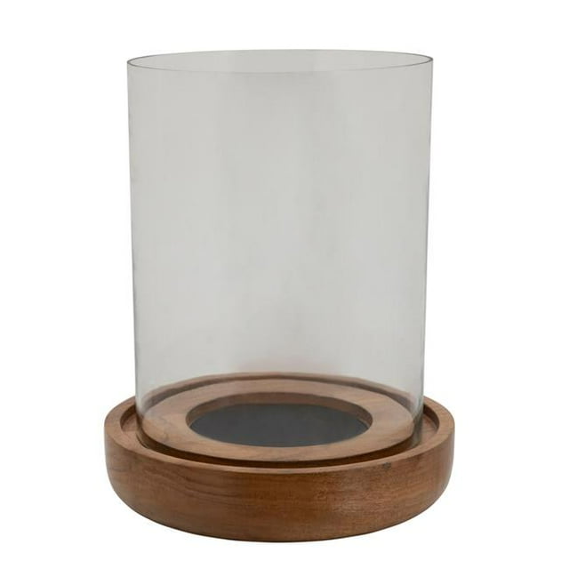 Sagebrook Home WOOD/GLASS 12" HURRICANE, BROWN