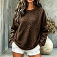 thumbnail image 2 of Women's Leopard Print Sweatshirt, Crewneck Long Sleeve Pullover Pullover for Casual Daily Wear & Outing, Coffee, M, 2 of 4