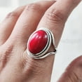 thumbnail image 4 of Natural Red Coral Ring, Woman's Coral Ring, Coral April Birthstone, Designer Band, 925 Sterling Silver, Womens Ring, Christmas, Thanksgiving, Handmade, Statement Jewelry, Natural Gemstone Ring, 4 of 6