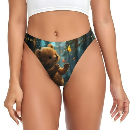 Thongs for Women - Cute Butterfly Bear No Show Seamless Womens Thongs Underwear  Stretch G String Thongs for Women  Ladies Breathable Thong Bikini Panties Briefs