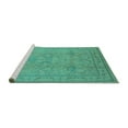 thumbnail image 2 of Ahgly Company Machine Washable Indoor Rectangle Oriental Turquoise Blue Industrial Area Rugs, 7' x 9', 2 of 4
