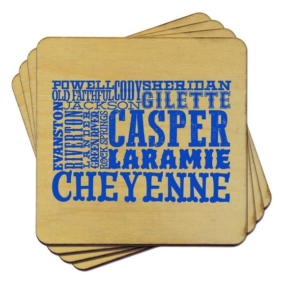 Torched Wyoming Coaster Wood Drink Beer Coaster 4"x4" Default Title