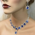 thumbnail image 3 of 1 Set Women Necklace Earrings Water Drop-shaped Rhinestone Jewelry Sparkling Bright Luster Jewelry Set for Prom, 3 of 8
