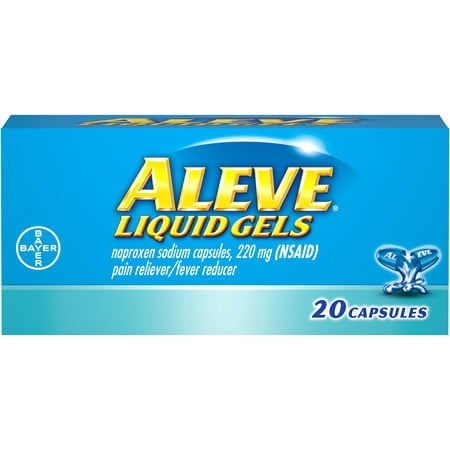 Aleve Liquid Gels w Naproxen Sodium, Pain Reliever/Fever Reducer, 220 mg, 20