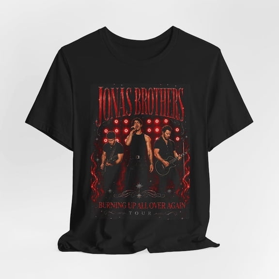 Jonas Brothers Burning Up Tour Red T-shirt Sizes S-5XL