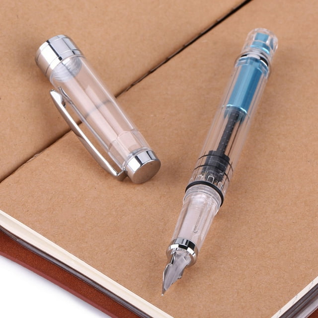 Fountain Pen,4Pcs 0.5mm F Point F Nib Fountain Pen Transparent Fountain Pen Tried and Trusted