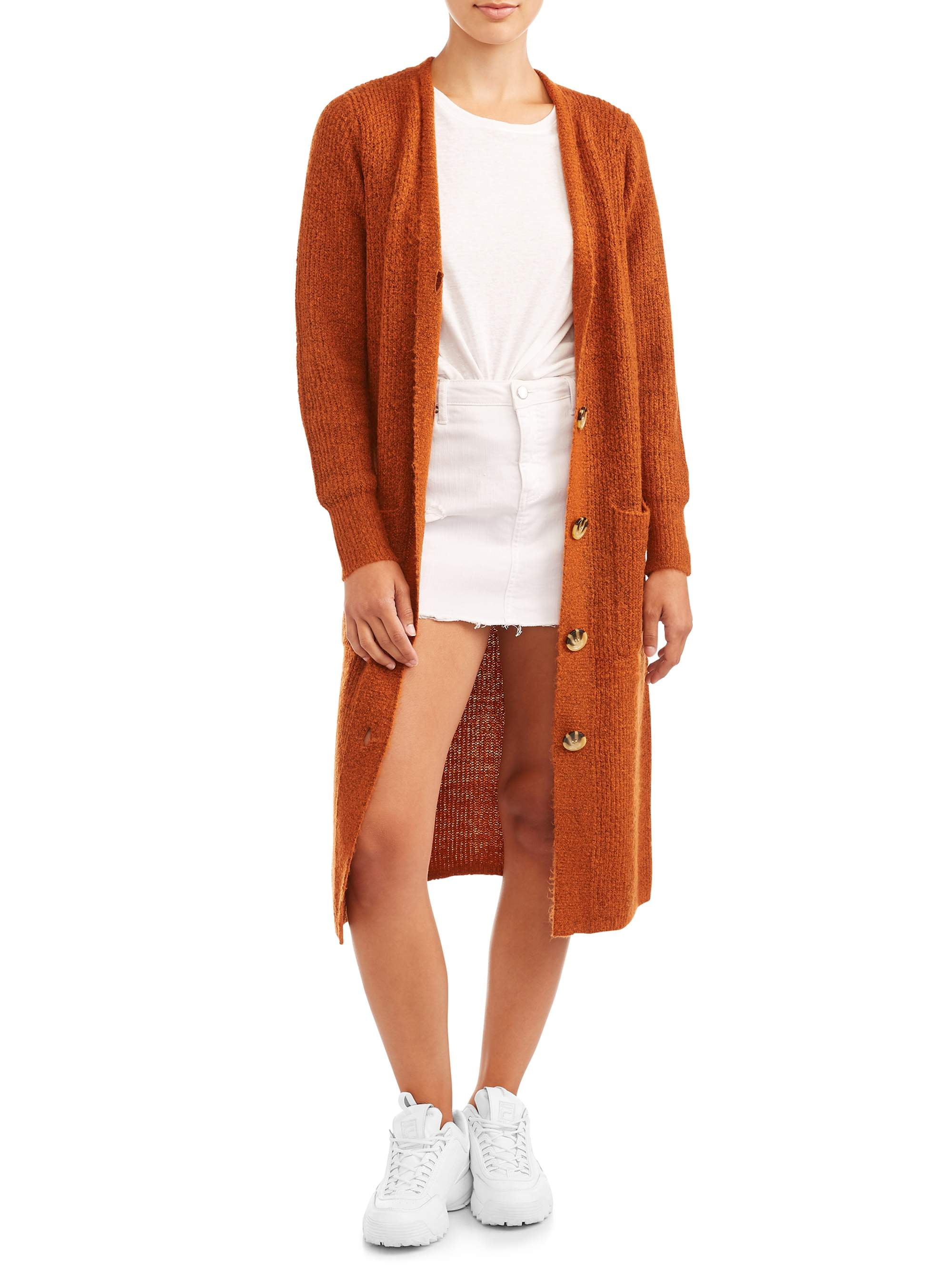 longline cardigan with buttons
