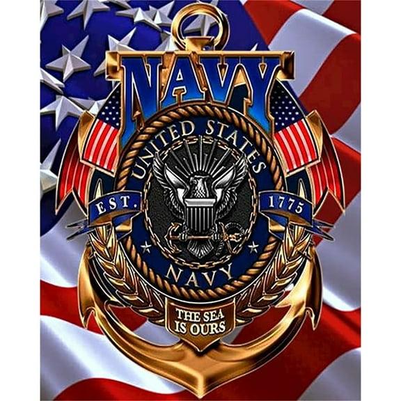 5D Diamond Painting Kits for Adults kids Beginners Paint By Diamond Set  Round Full Drill Craft Diamond Art Painting Art Craft Painting Kit-US Navy Glory