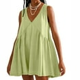 thumbnail image 2 of Ashirexll Midi Dresses for Women, Flowy Dresses for Women, Summer Sleeveless Mini Loose Solid Color V-Neck Pullover Sundress, 2 of 7