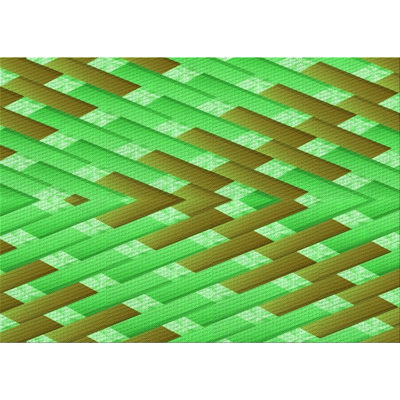 Ahgly Company Indoor Rectangle Patterned Neon Green Area Rugs, 8' x 10'