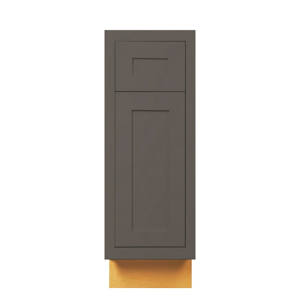12" Wide Base Kitchen Cabinet Dark Gray Inset Shaker - Single Door Single Drawer - Walmart.com ...