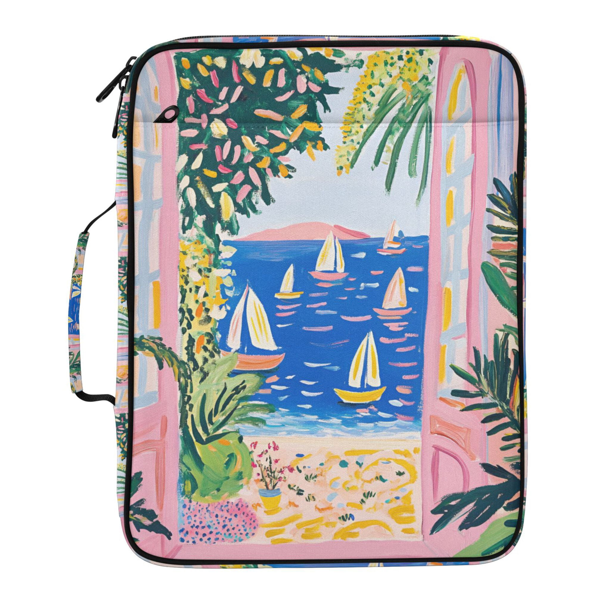 FORMRS Accordion File Folder A4 Size 7-Pocket Expanding Document Organizer Bag with 3 Ring Binder, Yellow Seaside